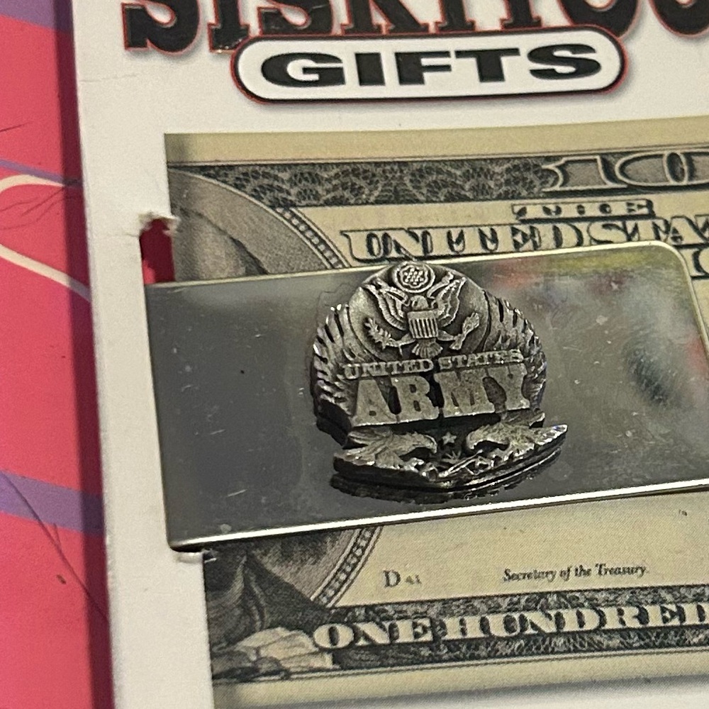 Siskiyou full cast metal U.S. Army emblem money clip silver new military vintage
